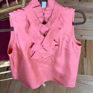 J Crew Silk Sleeveless Ruffle Blouse